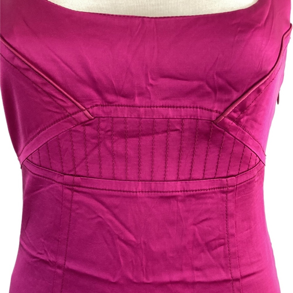 Vintage CUE hot pink stretch satin pencil Dress body-con - Picture 3 of 8